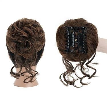 Imagem de Mulheres Bun Scrunchies Coque de cabelo sintético Claw Chignon para mulheres, coque bagunçado cacheado em pedaços de rabo de cavalo extensões de cabelo fofo natural falso rabo de cavalo postiços Pão (