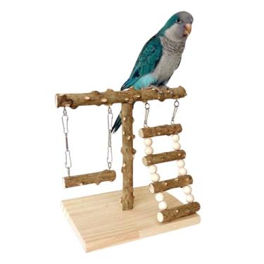 Imagem de Suporte de brinquedo para pássaros, parquinho de pássaros de madeira, suportes de pássaros para papagaios, parquito de periquito, plataforma de mesa de papagaio para periquitos, calopsitas periquitos,