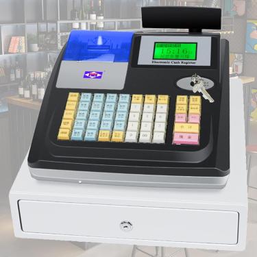 Imagem de Caixa registradora eletrônica, caixa registradora elétrica de 48 teclas com gaveta, 8 telas LED digitais para supermercados de lojas de varejo e restaurantes