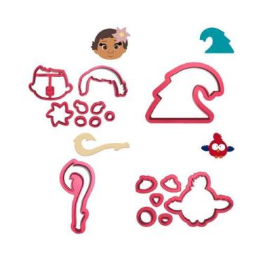 Imagem de Kit 4 Cortadores Moana Anzol Hey Hey Onda - DOCE IMPRESSO, 7,5cm