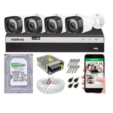 Imagem de Kit 4 Cam Fullhd 1080p + Dvr 3004c Full Hd Completo - Intelbras