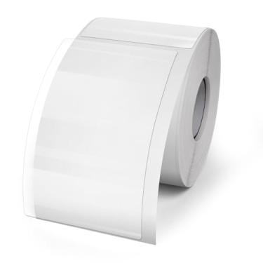 Imagem de YIKIADA 500 adesivos retangulares transparentes com selo de 7,6 cm x 12,7 cm, adesivos autoadesivos, pontos à prova d'água, rolo decalque para envelopes, caixas, pacotes de presentes