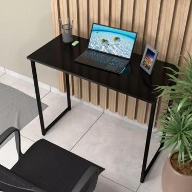 Imagem de Mesa para Escritório 90x50 MDF Preto  Modernidade e Estilo para Seu Ho