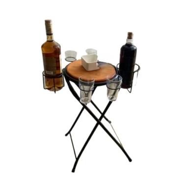 Imagem de Mesa Petisqueira Dobravel Marrom Com Preto Madeira De Demoliçao Oferta