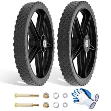 Imagem de budrash Roda de plástico com raio de 35,5 x 4,4 cm, furo do eixo, roda de cortador de grama de 35,5 cm compatível com cortadores de grama artesanais, aparador, cortador de grama, lavadora de pressão