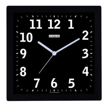 Imagem de Relogio De Parede Quadrado Numeros Brancos Fundo Preto - Ambiente-Herw