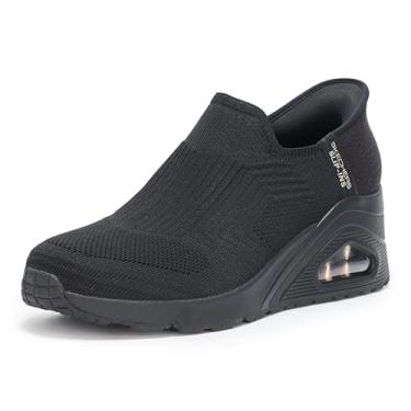 Imagem de Skechers Tênis feminino Uno Wedge - Kickin' Knit Hands Free Slip-ins, Preto/preto, 38