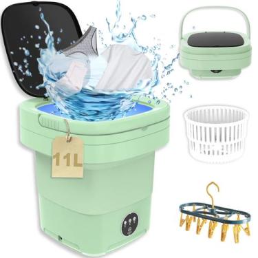 Imagem de Máquina de lavar portátil kwiwis Mini 11L com secador giratório verde
