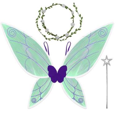 Imagem de Fairy Wings Pirekul para adultos, borboleta com guirlanda e varinha