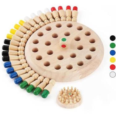 Imagem de Conjunto de jogo de xadrez de madeira Memory Match Stick, tabuleiro de