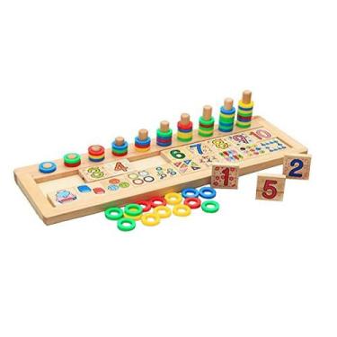 Imagem de Blocos de matemática de madeira Shape Sorter Number e empilhar brinque