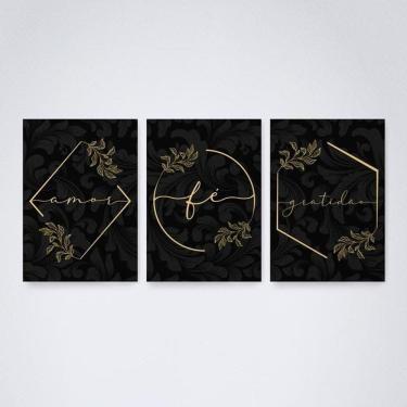 Imagem de Quadro Decorativo Amor Fé e Gratidão V2 30x20cm
