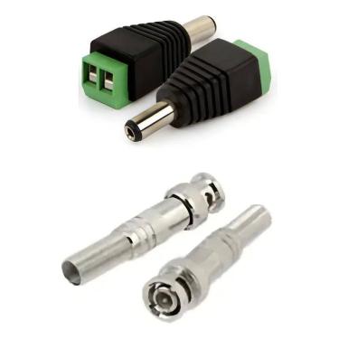 Imagem de 10 Conector P4 Macho E 10 Conector Bnc Mola E Parafuso Cftv