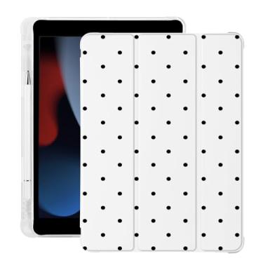 Imagem de BlHMCASE Linda capa Kawaii de bolinhas para iPad Air5/Air4 com suporte para lápis, hibernar/despertar automático, capa traseira de TPU macio de couro branco para iPad 10,9 polegadas 2022/2020