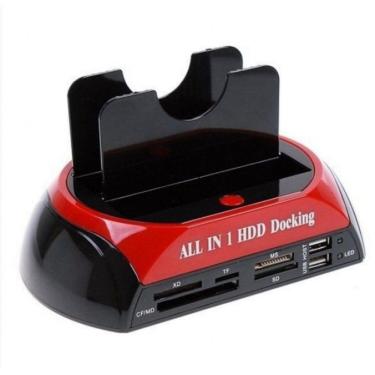 Imagem de Dock Station Usb 2 Hd Case 2.5/3.5 Hdd Sata IDE Com Leitor De Cartões Universal