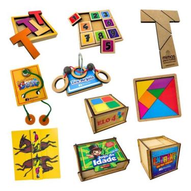 Imagem de Kit 10 Desafios de Raciocínio Lógico Sortidos Brinquedo Educativo - Ma