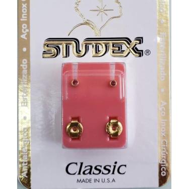Imagem de Brinco studex classic 2mm bezel rosa pequeno dourado cor:dourado, Dour