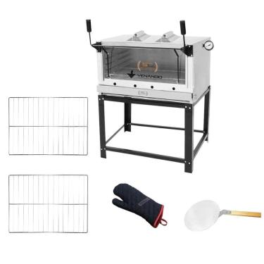 Imagem de Forno Gás Industrial Infra Roma Inox 90 Firiv90 + 2 Grades Extra + Luva Térmica + Pá Pi...