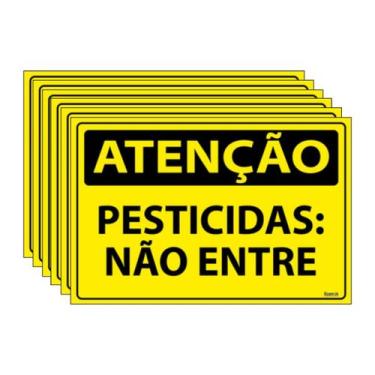 Imagem de Combo 6 Placas De Sinalização Atenção Pesticidas Não Entre 30x20 Ecom 