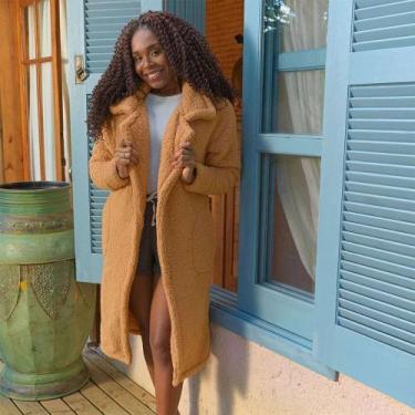 Imagem de Casaco App Sherpa Overcoat Longo Caramelo M - Moda Feminina