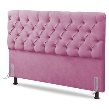 Imagem de Cabeceira Cama Box Solteiro Lylla 90cm Capitonê Com Frame Suede Rosa - Desk Design