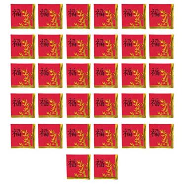 Imagem de Beistle Guardanapos de almoço de papel asiático de 32 peças em vermelho/ouro/preto, utensílios de mesa descartáveis de ano novo chinês, louça de festa, suprimentos de festa, 16,5 cm x 16,5 cm