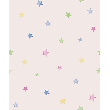 Imagem de Papel de Parede Kan Tai Infantil Estrelas Rosê, Azul, Verde, Coleção Hello Kids