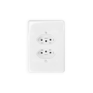 Imagem de Tomada Stylus Ilumi 2 Tomadas 2 Polos + Terra com Placa 10A 250V 4x2