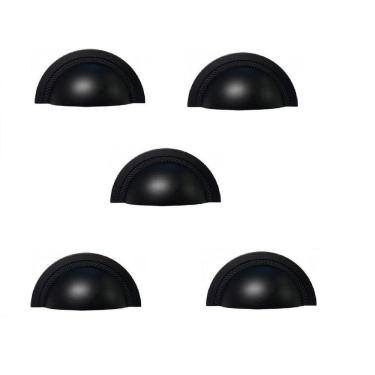 Imagem de Kit 5 Puxador Shell 48Mm Zen Preto Zp4319.24 Concha