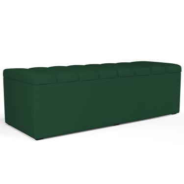 Imagem de Calçadeira Recamier Baú Para Cama De Casal King Dália 195x50 cm W01 Suede Verde Musgo - Lyam