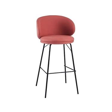 Imagem de Banquetas de bar 75 cm/29,52 polegadas cadeira de bar elegante de ferro nórdico banquinho alto bar frente mesa cadeira alta com encosto cadeiras de bar (cor: couro PU 4)