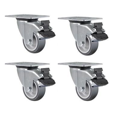 Imagem de 4 Rodizio Giratório PVC 3 POL até 60kg com Freio GL312BP SCHIOPPA