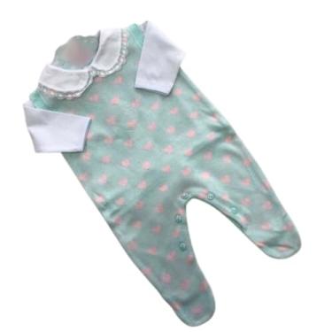 Imagem de Macacão Bebê Infantil em Linha Tricot com Body Love Melhor Conforto (Verde claro com rosa)