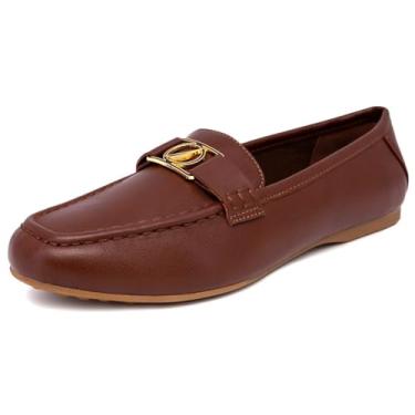 Imagem de Nautica Mocassins rasos femininos de couro vegano estilo Penny Shoes Slip On – Macio, durável e flexível, resistente ao luxo, sensação leve e confortável de espuma viscoelástica todos os dias., Tan-nelms, 6.5