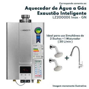 Imagem de Aquecedor De Água A Gás Lz 2000De Bivolt Inox Gn 20 Litros Por Minuto