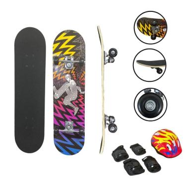 Imagem de Skate Infantil 31´´ Iniciante Montado Completo com Kit de Proteção Importway Bw-014kr Radical