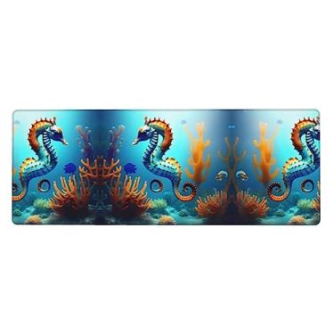 Imagem de Seabed Coral Seahorse – Teclado de borracha extra grande, 30 x 80 cm, teclado multifuncional super espesso para proporcionar uma sensação confortável