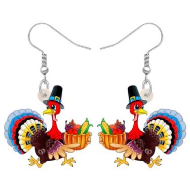 Imagem de NEWEI Brincos de galinha de peru de anime de ação de graças de acrílico para mulheres crianças meninas moda charme joias presentes, Acrílico, Sem pedra preciosa