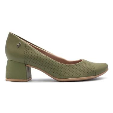 Imagem de Scarpin Usaflex Feminino Couro Salto Bloco Furos Casual UC0101