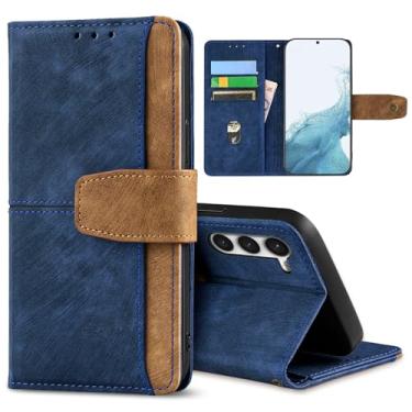 Imagem de GANGANPRO Coldre de celular de negócios de couro para Samsung M54 5G/F54 5G, capa flip antiderrapante resistente a arranhões com suporte para cartão, capa carteira com suporte de 6,7 polegadas - azul