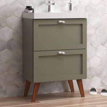 Imagem de Gabinete Para Banheiro Com Cuba 60cm Retro Mdf Verde Milano - On Móveis