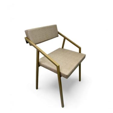 Imagem de Cadeira Zênite Metalon Dourado Bege