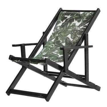 Imagem de Espreguiçadeira Preguiçosa Dobrável Black Cb-folhas Verdes