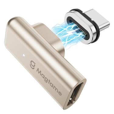 Imagem de Magtame Adaptador magnético USB C macho 240W para USB C fêmea ângulo reto de 90 graus, extensor de acoplador tipo C, vídeo 4K de 40 Gbps para Thunderbolt 3/4 USB4 Steam Deck, ROG Ally, Switch, PC,