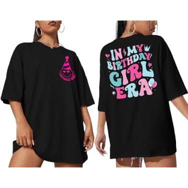 Imagem de Camiseta feminina com estampa It's Me Hi I'm The Birthday Girl para presente de aniversário, Preto 2, GG