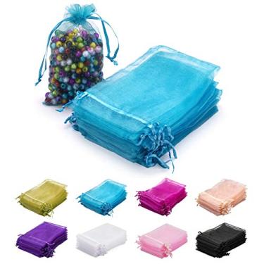 Imagem de MAZYPO 100 Pieces Premium Sheer Organza Bags with Drawstring, 4x6 inch Wedding Party Favor Bags Mesh Gift Bags, Jewelry Pouches for Party, Baby Shower, Christmas, Candy Favor Bags (Light Blue)