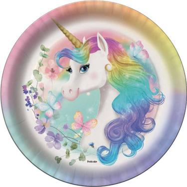 Imagem de Prato Papel Unicornio C/8 Festcolor