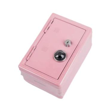 Imagem de Colaxi Cofrinho de ferro, caixa de economia de dinheiro com fenda para soltar, cofre para moedas, cofre para dinheiro, peça central de Natal e Halloween, Rosa