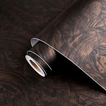 Imagem de Wallercity Papel de parede de concreto vintage vermelho/marrom para paredes, papel de parede de cimento para cozinha Backsplash papel de contato de grão de madeira para bancadas, armários 40 x 192 cm,