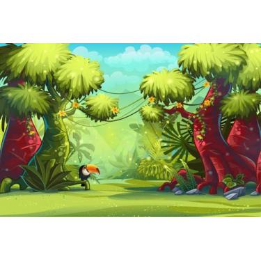 Imagem de Painel de Lona Floresta de Luzes e Tucano - Fabrika de Festa, 100x070c